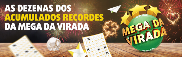 Banner anunciando os resultados dos maiores acumulados da Mega da Virada
