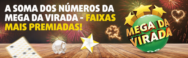 Banner anunciando as mais frequentes somas dos números da Mega da Virada