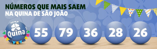 Banner com 5 números mais sorteados na Quina de São João