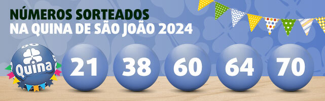 Banner com 5 números sorteados na Quina de São João de 2024