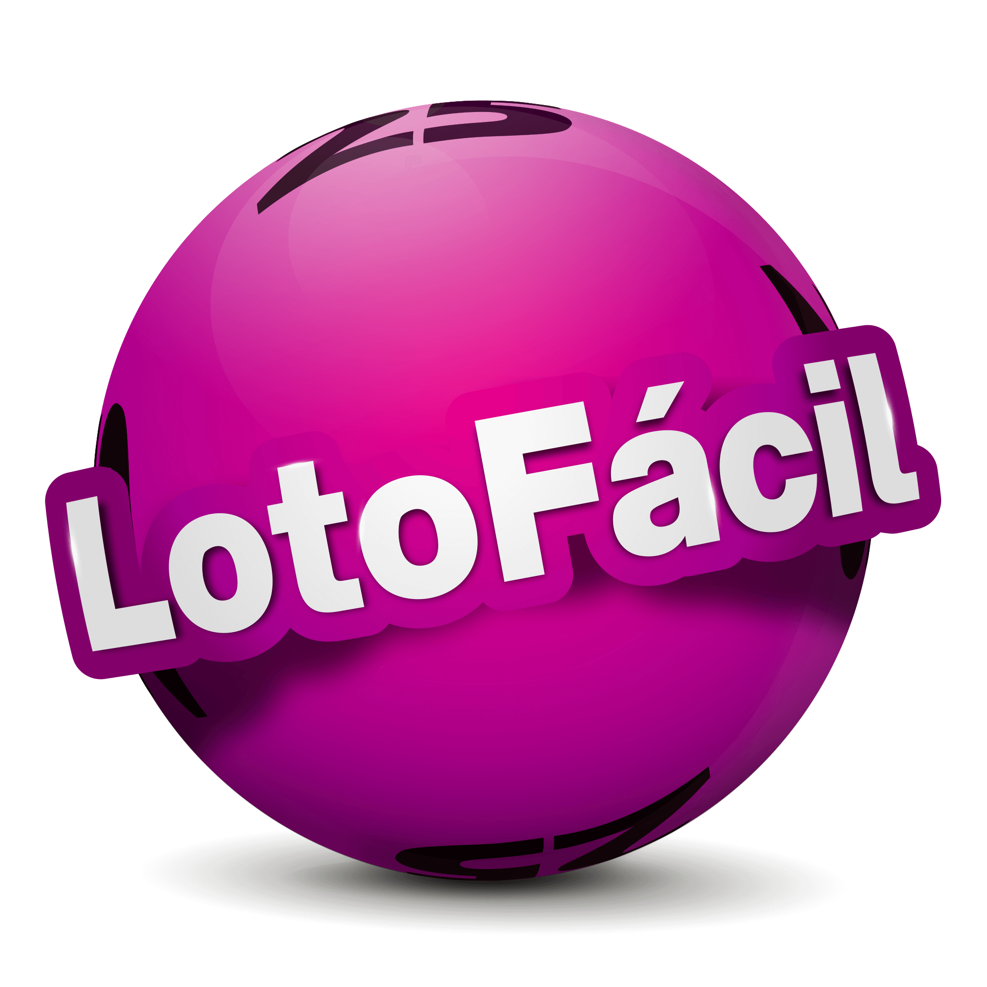 Logo oficial da Lotofácil em esfera rosa, loterias populares do Brasil.
