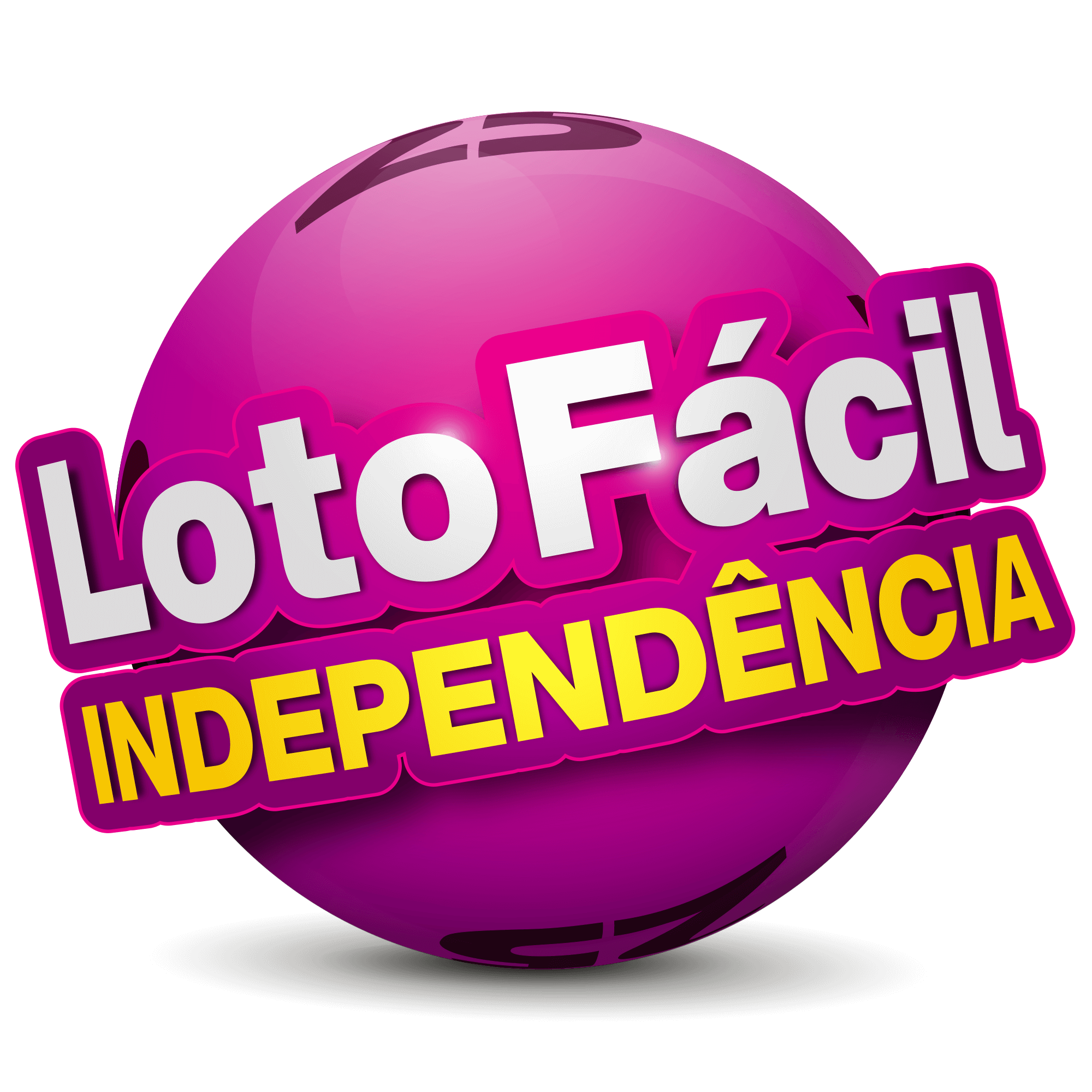 Logo oficial da Lotofácil da Independência em esfera rosa, loterias populares do Brasil.