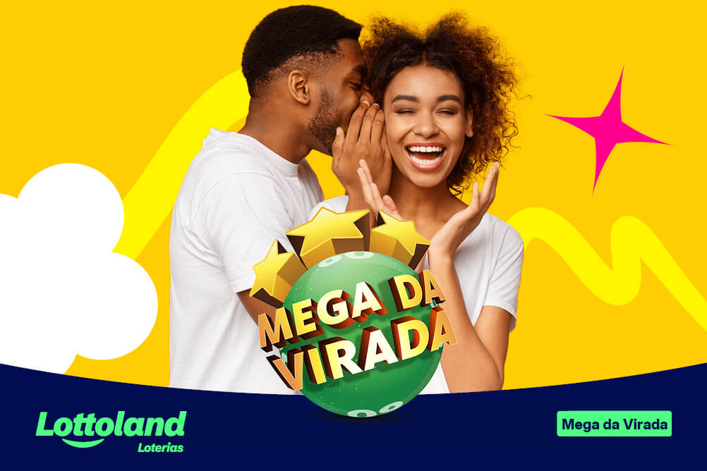 Amigo falando ao ouvido da amiga o segredo de como funciona uma aposta com um bolão da Mega da Virada.