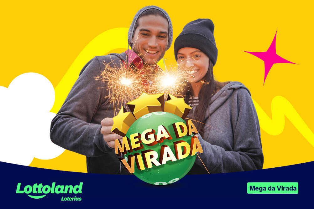 Casal ganhador da Mega da Virada celebrando a vitória de Ano Novo com fogos de bengala.