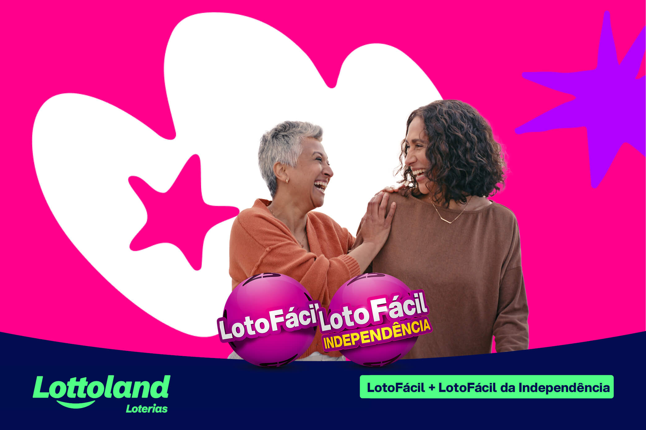 Duas mulheres andando lado a lado compartilhando estratégias de como ganhar na Lotofácil e Lotofácil de Independência.