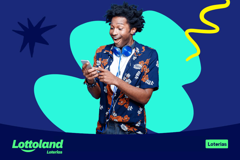 Homem com expressão empolgada por descobrir como apostar com desdobramentos na loteria.