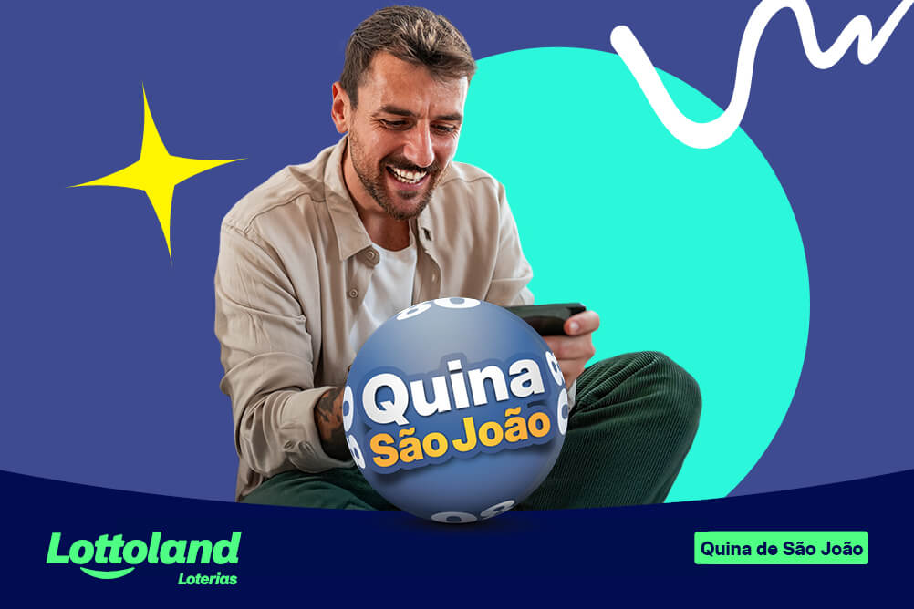 Homem empolgado usando o celular com o passo a passo de como apostar na Quina de São João online.