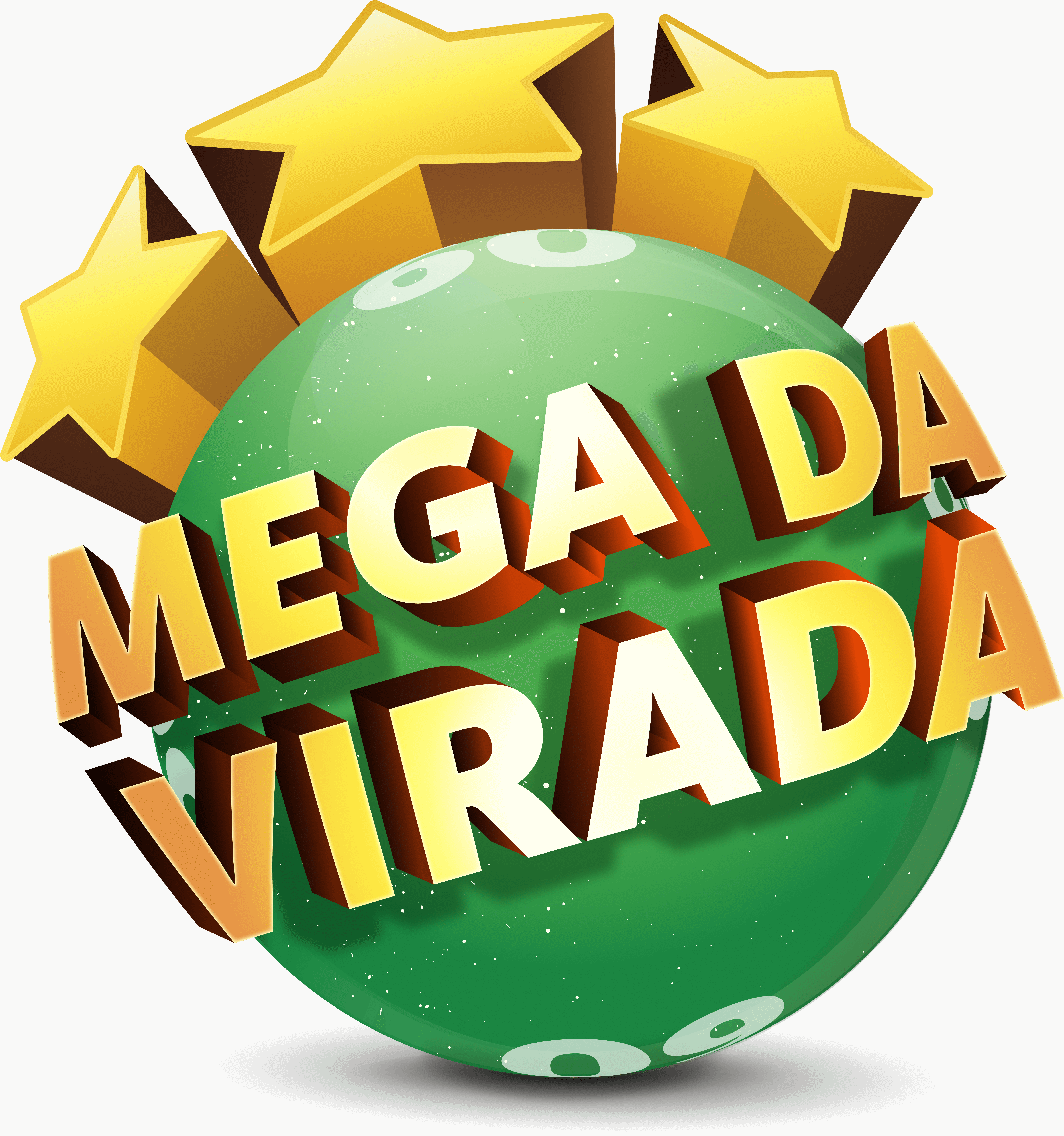 Círculo verde com estrela saindo na parte superior e o nome da loteria escrito em diagonal.