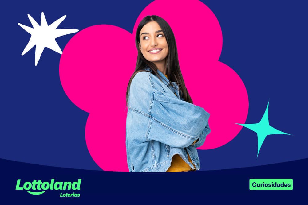 Mulher sorrindo de braços cruzados em fundo colorido vibrante. Lottoland Loterias destaca alertas sobre fraudes e apostas trapaceiras na Mega-Sena.